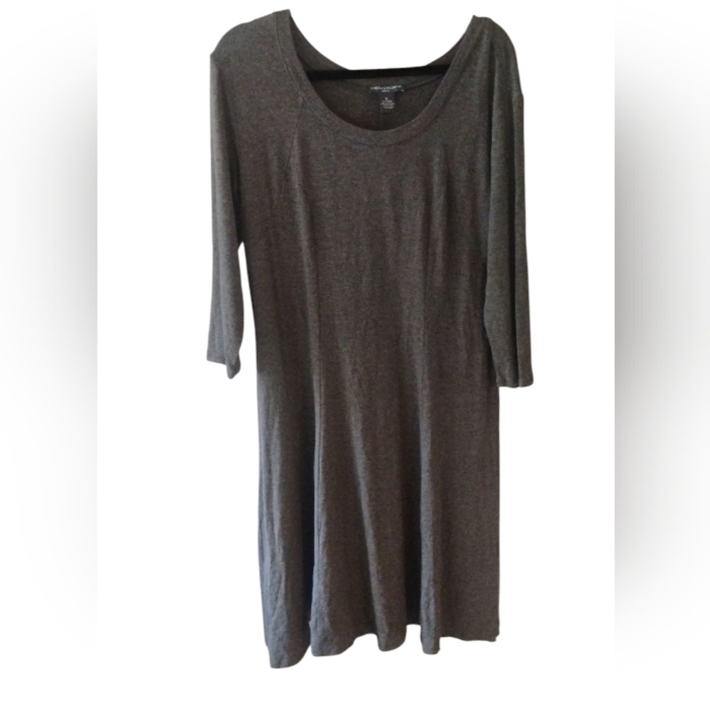 Chelsea & Theodore Womens Gray 3/4 Length Sleeve Shift Dress Stretchy SZ XL NWT